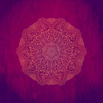 Ornamental round lace pattern, circle background with many details, looks lik Illustrazione stock