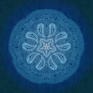 Ornamental round lace pattern, circle background with many details, looks lik Stock Illustration