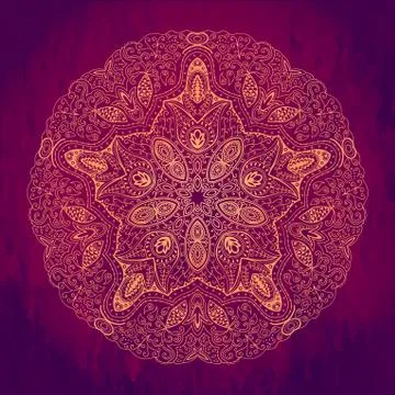 Ornamental round lace pattern, circle background with many details, looks lik Stock Illustration