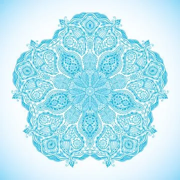Ornamental round lace pattern, circle background with many details, looks lik Stock Illustration