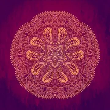 Ornamental round lace pattern, circle background with many details, looks lik Illustrazione stock