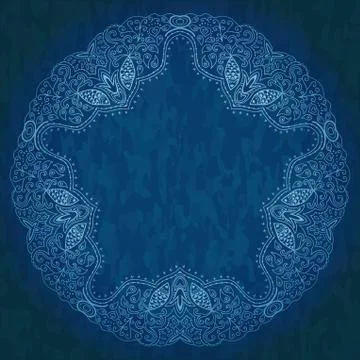 Ornamental round lace pattern, circle background with many details, looks lik Illustrazione stock