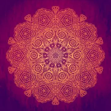 Ornamental round lace pattern, circle background with many details, looks lik Stock Illustration