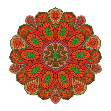 Ornamental round lace pattern, circle background with many details, looks lik Stock Illustration