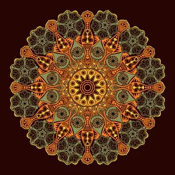 Ornamental round lace pattern, circle background with many details, looks lik Stock Illustration