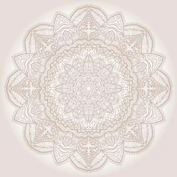 Ornamental round lace pattern, circle background with many details, looks lik Stock Illustration