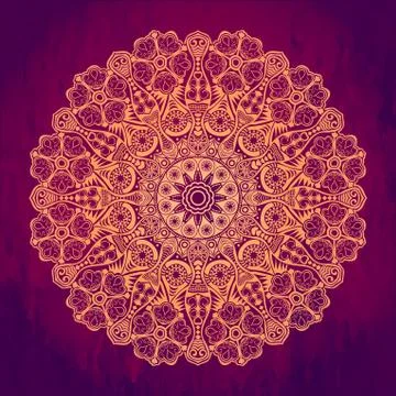 Ornamental round lace pattern, circle background with many details, looks lik Illustrazione stock