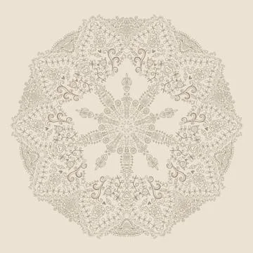 Ornamental round lace pattern, circle background with many details, looks lik Stock Illustration
