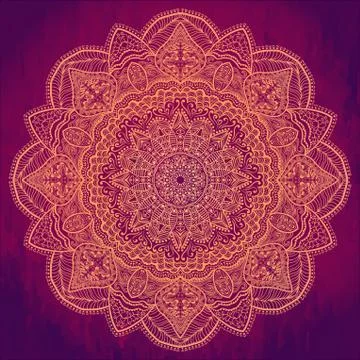 Ornamental round lace pattern, circle background with many details, looks lik Illustrazione stock