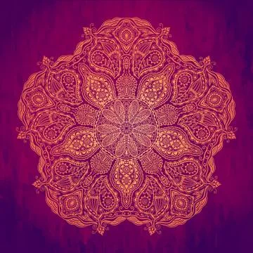 Ornamental round lace pattern, circle background with many details, looks lik Stock Illustration