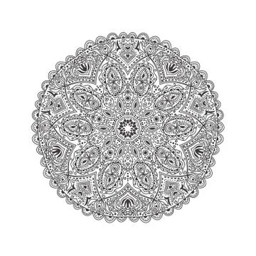 Ornamental round lace pattern, circle background with many details, looks lik Stock Illustration