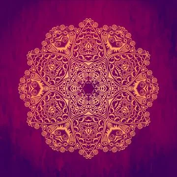 Ornamental round lace pattern, circle background with many details, looks lik Stock Illustration