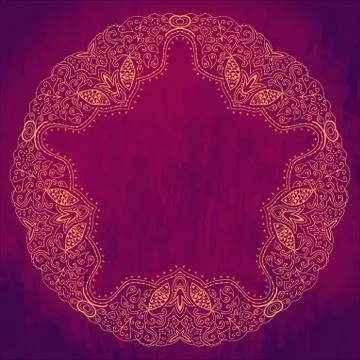 Ornamental round lace pattern, circle background with many details, looks lik Stock Illustration