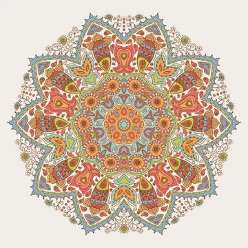 Ornamental round lace pattern, circle background with many details, looks lik Stock Illustration