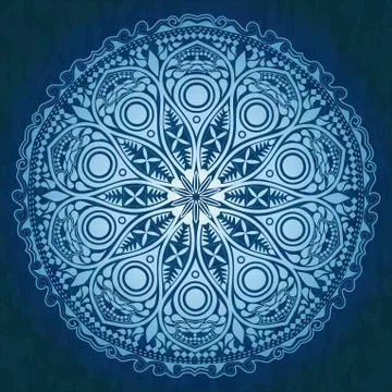 Ornamental round lace pattern, circle background with many details, looks lik Stock Illustration