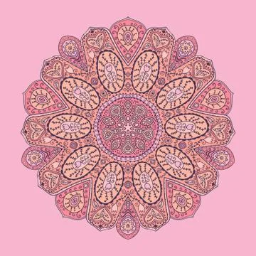 Ornamental round lace pattern, circle background with many details, looks lik イラスト素材