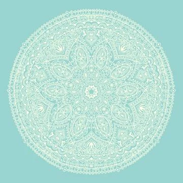 Ornamental round lace pattern, circle background with many details, looks lik Illustrazione stock