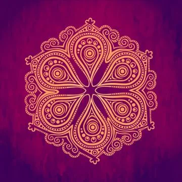 Ornamental round lace pattern, circle background with many details, looks lik Stock Illustration