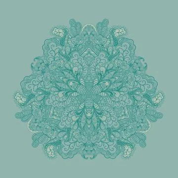 Ornamental round lace pattern, circle background with many details, looks lik Stock Illustration