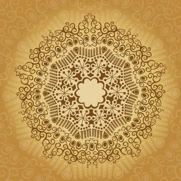 Ornamental round lace pattern, circle background with many details, looks lik Stock Illustration
