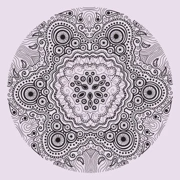 Ornamental round lace pattern, circle background with many details, looks lik 스톡 일러스트