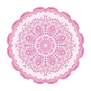 Ornamental round lace pattern, circle background with many details, looks lik Stock Illustration