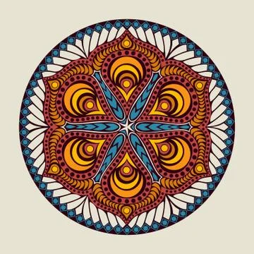 Ornamental round lace pattern, circle background with many details, looks lik Stock Illustration