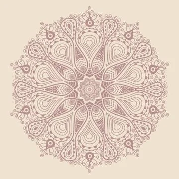 Ornamental round lace pattern, circle background with many details, looks lik Stock Illustration