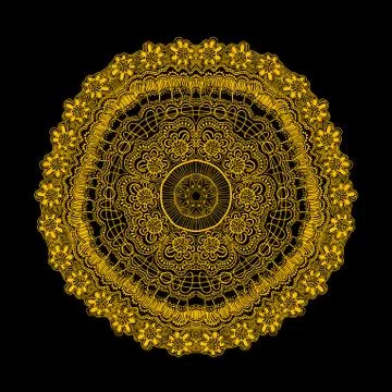 Ornamental round lace pattern, circle background with many details, looks lik Stock Illustration