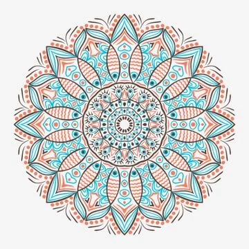 Ornamental round lace pattern, circle background with many details, looks lik Illustrazione stock