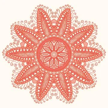 Ornamental round lace pattern, circle background with many details, looks lik Stock Illustration