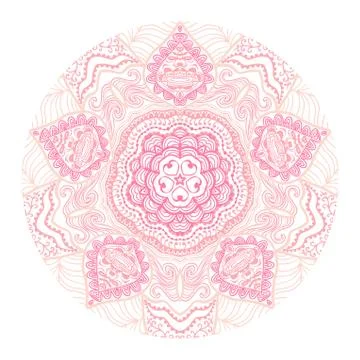Ornamental round lace pattern, circle background with many details, looks lik Stock Illustration