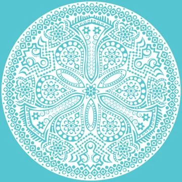 Ornamental round lace pattern, circle background with many details, looks lik Stock Illustration