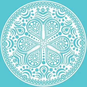 Ornamental round lace pattern, circle background with many details, looks lik Stock Illustration