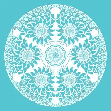 Ornamental round lace pattern, circle background with many details, looks lik 스톡 일러스트