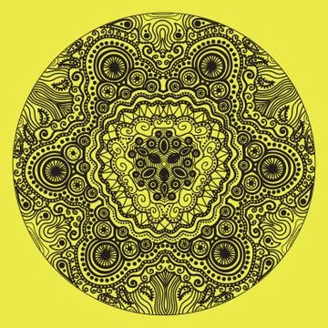 Ornamental round lace pattern, circle background with many details, looks lik 스톡 일러스트