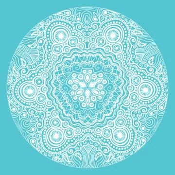 Ornamental round lace pattern, circle background with many details, looks lik Stock Illustration