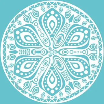 Ornamental round lace pattern, circle background with many details, looks lik Stock Illustration