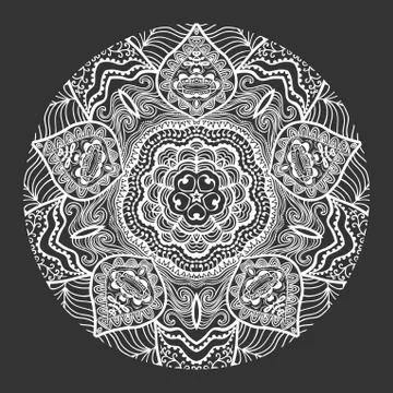 Ornamental round lace pattern, circle background with many details, looks lik イラスト素材