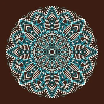 Ornamental round lace pattern, circle background with many details, looks lik 스톡 일러스트