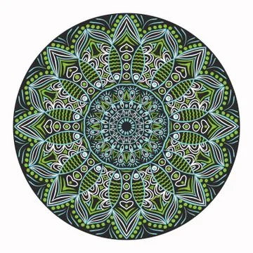 Ornamental round lace pattern, circle background with many details, looks lik Stock Illustration