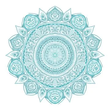 Ornamental round lace pattern, circle background with many details, looks lik Illustrazione stock