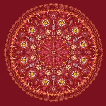 Ornamental round lace pattern, circle background with many details, looks lik Stock Illustration