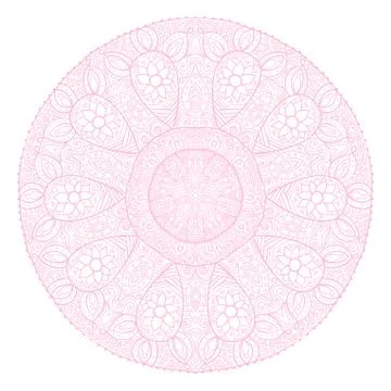 Ornamental round lace pattern, circle background with many details, looks lik Stock Illustration