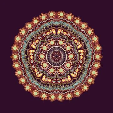 Ornamental round lace pattern, circle background with many details, looks lik Stock Illustration