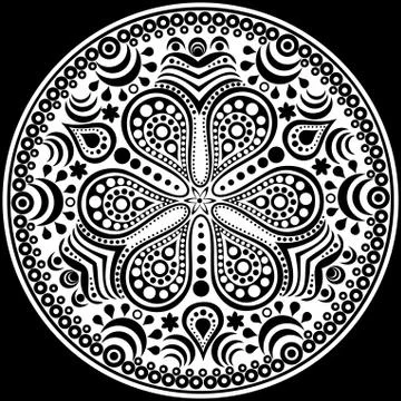 Ornamental round lace pattern, circle background with many details, looks lik Stock Illustration