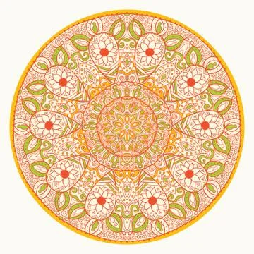 Ornamental round lace pattern, circle background with many details, looks lik Stock Illustration