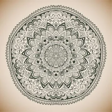 Ornamental round lace pattern, circle background with many details, looks lik 스톡 일러스트