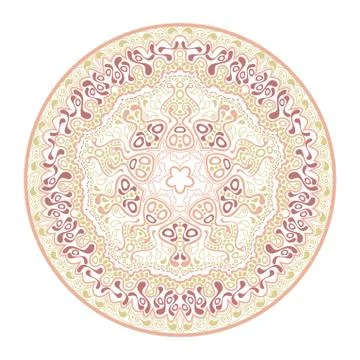 Ornamental round lace pattern, circle background with many details, looks lik 스톡 일러스트