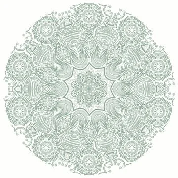 Ornamental round lace pattern, circle background with many details, looks lik Stock Illustration